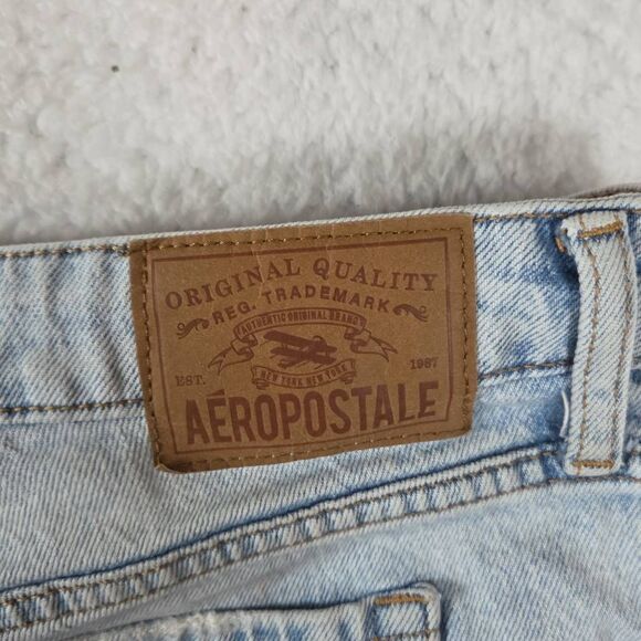 Aeropostale Women's Distressed Mid-rise Ankle Straight Denim Jeans Blue Size 14R - Picture 7 of 9